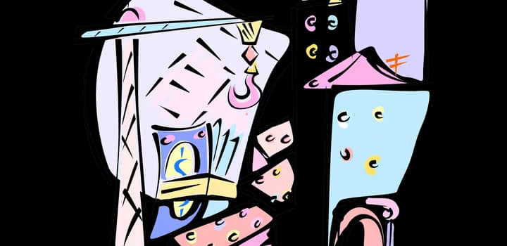 clip art picture of a building site with a crane and money