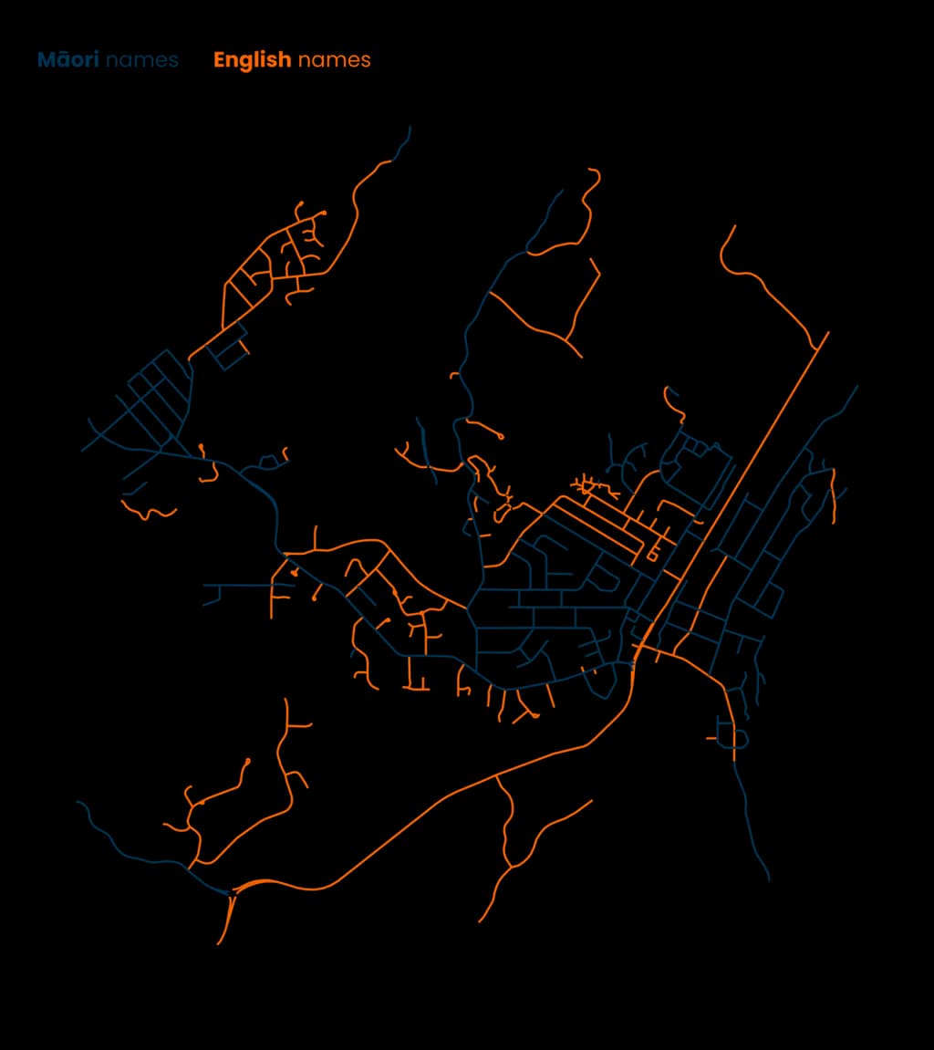 Map: Streets of Waikanae, New Zelaand - Māori names vs English names