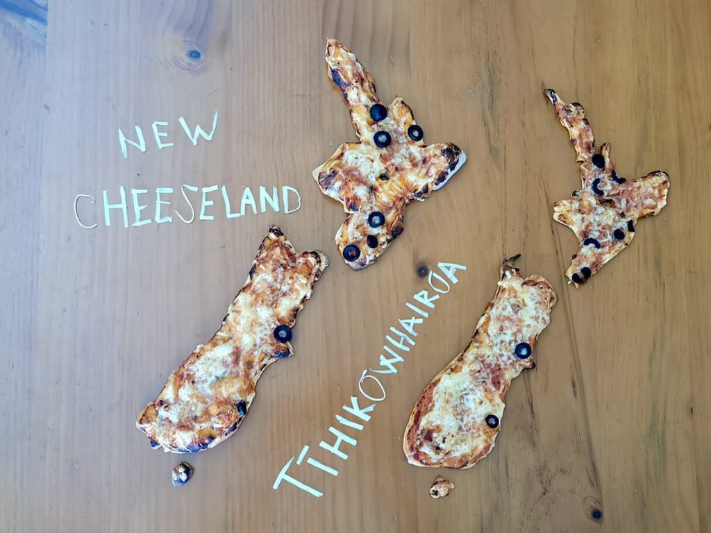 Photo: New Zealand made out of pizza