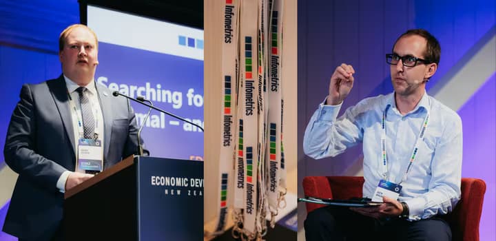 Composite image of Infometrics at EDNZ 2025 Annual Conference