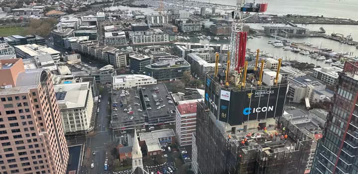 Looking down on Auckland construction - July 2023