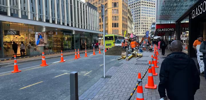 Roadworks on Lambton Quay 2024