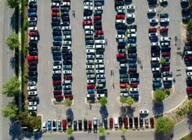 bird's-eye view photography of car park
