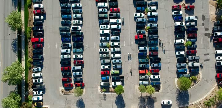 bird's-eye view photography of car park