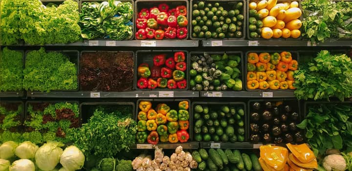 vegetable display at a supermarket