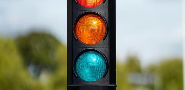 Traffic lights on city street