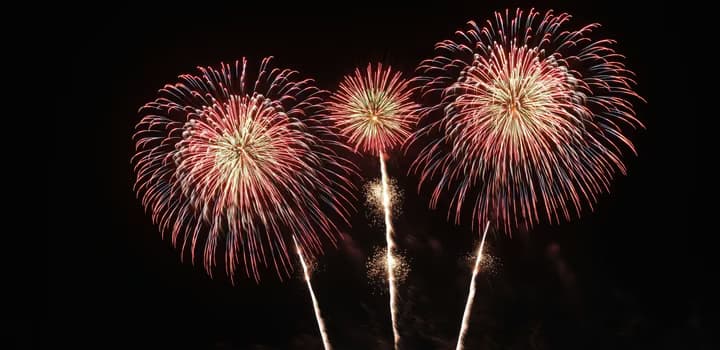 Vibrant fireworks display at night